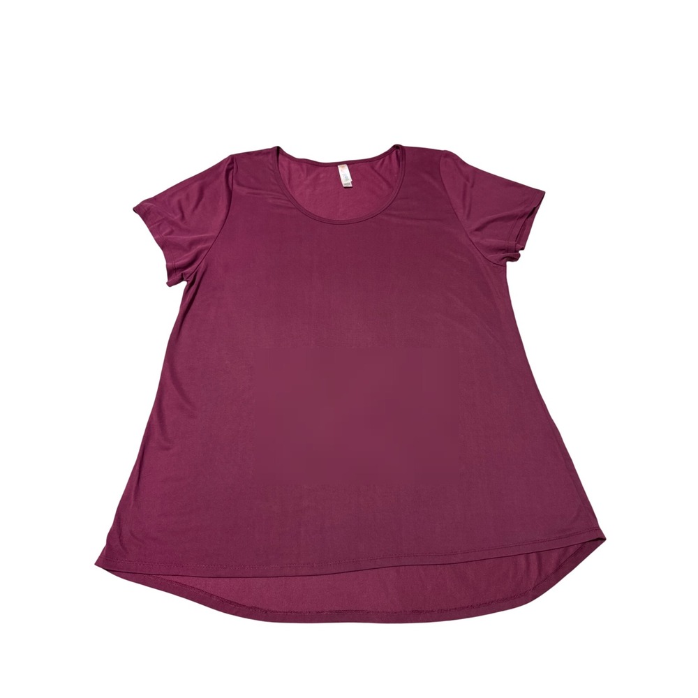 LuLaRoe Classic T Shirt Women 3XL Burgundy Wine Short Sleeve High Low Scoop Neck